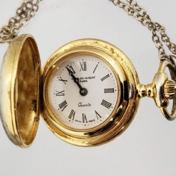 Charles Hubert Paris Accessories - Gold-Plated Quartz Pendant Watch Model #6764